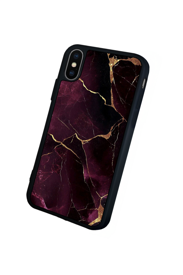 iPhone X/ XS Uyumlu Mermer Marble Tasarımlı Glossy Premium Kılıf
