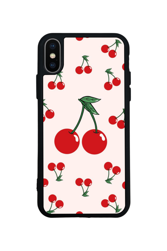 iPhone XS Max Uyumlu Kiraz Tasarımlı Glossy Premium Kılıf