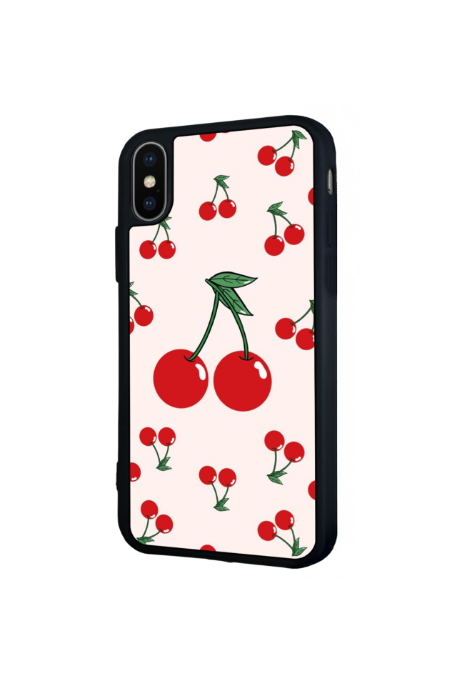 iPhone XS Max Uyumlu Kiraz Tasarımlı Glossy Premium Kılıf
