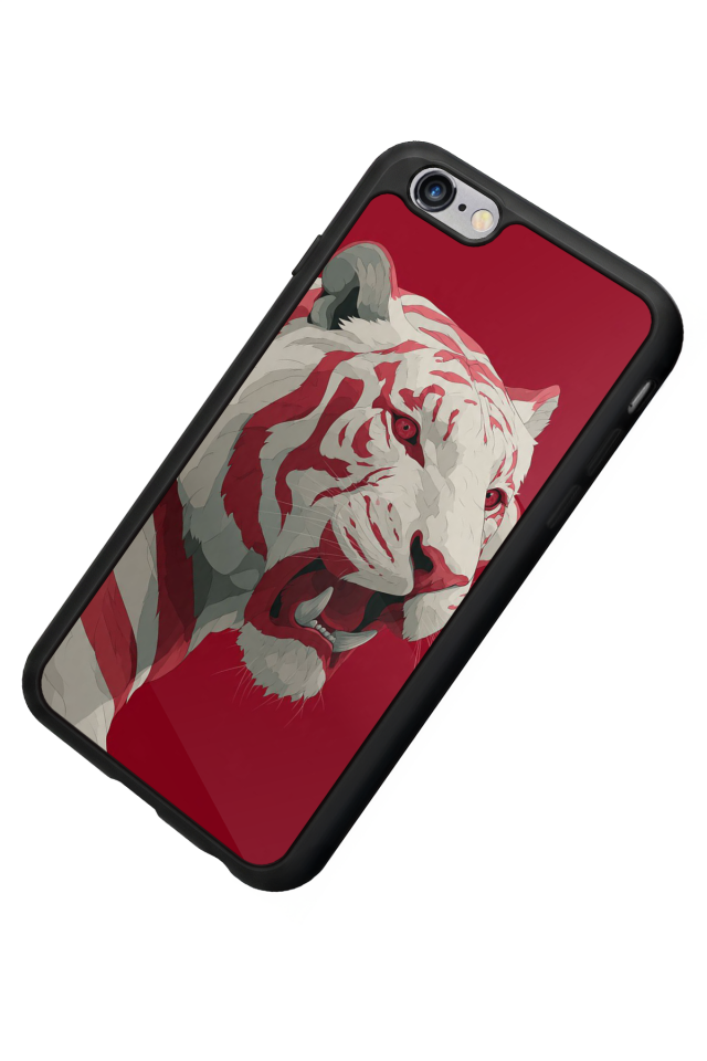 iPhone 6 Plus Uyumlu Kirmizi ve Kaplan Tasarımlı Glossy Premium Kılıf