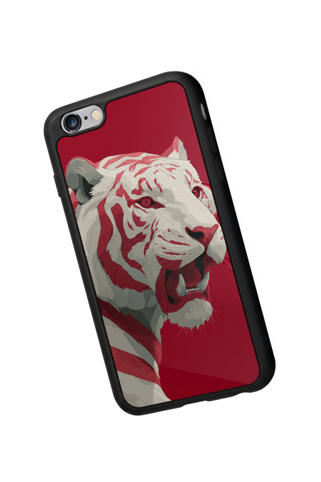 iPhone 6 Plus Uyumlu Kirmizi ve Kaplan Tasarımlı Glossy Premium Kılıf