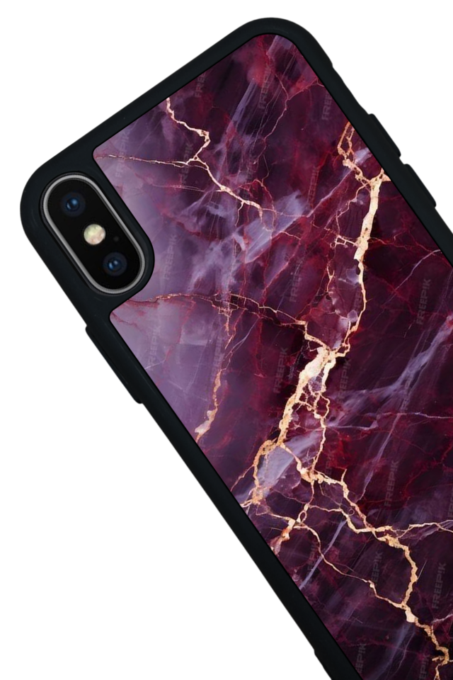 iPhone X/ XS Uyumlu Mermer Marble Tasarımlı Glossy Premium Kılıf