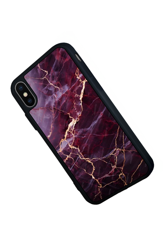 iPhone X/ XS Uyumlu Mermer Marble Tasarımlı Glossy Premium Kılıf