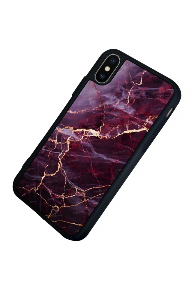 iPhone X/ XS Uyumlu Mermer Marble Tasarımlı Glossy Premium Kılıf