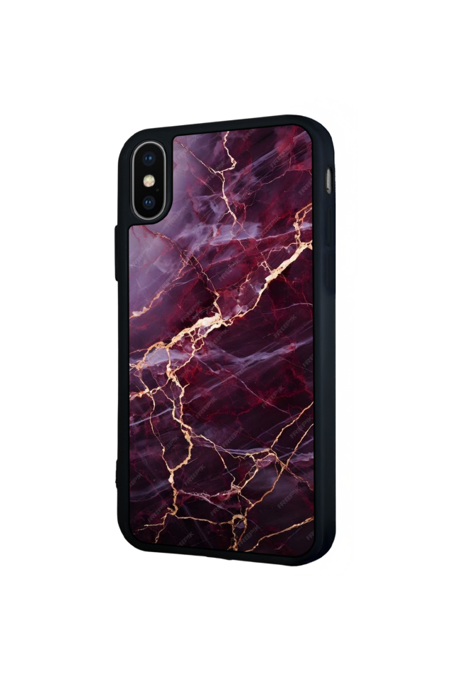 iPhone X/ XS Uyumlu Mermer Marble Tasarımlı Glossy Premium Kılıf