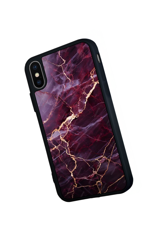 iPhone X/ XS Uyumlu Mermer Marble Tasarımlı Glossy Premium Kılıf