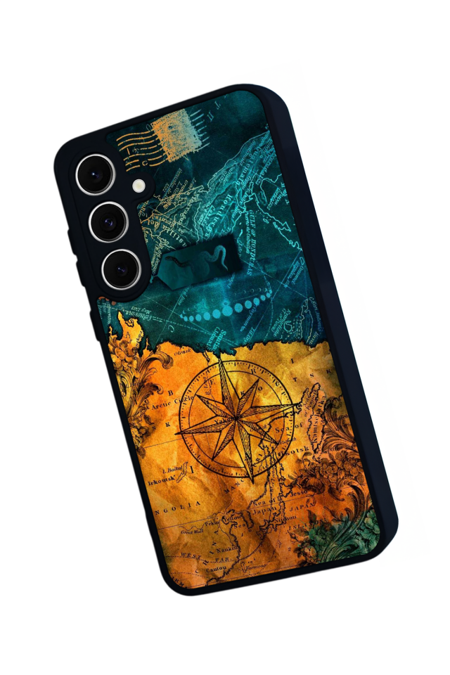 Samsung Galaxy S24 FE Uyumlu Pusula Tasarımlı Glossy Premium Kılıf