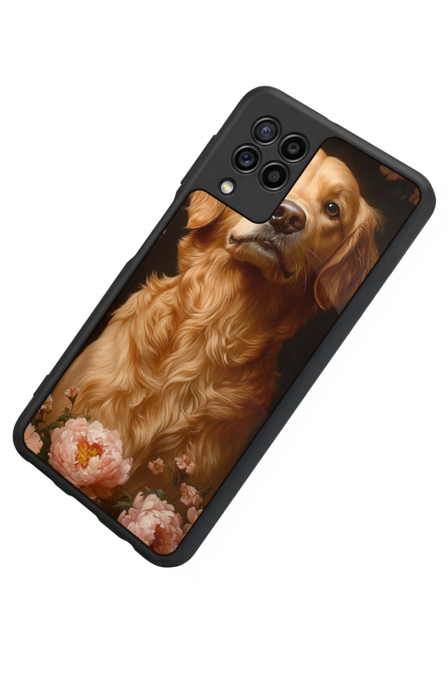 Samsung Galaxy M32 Uyumlu Golden Kopek Tasarımlı Glossy Premium Kılıf