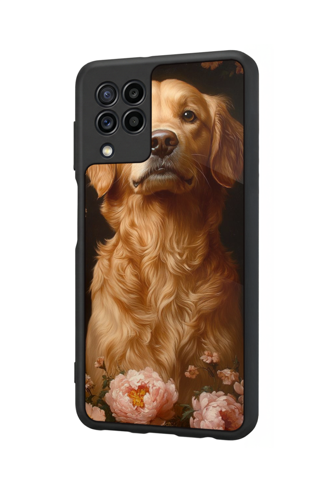 Samsung Galaxy M32 Uyumlu Golden Kopek Tasarımlı Glossy Premium Kılıf