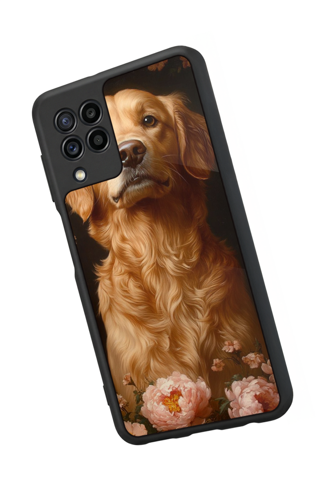 Samsung Galaxy M32 Uyumlu Golden Kopek Tasarımlı Glossy Premium Kılıf