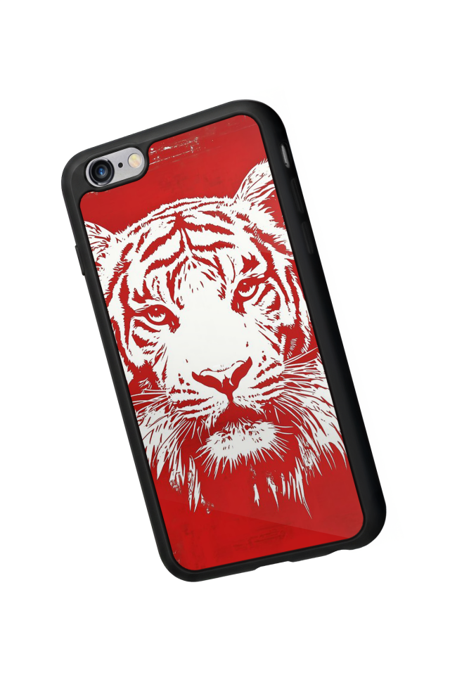 iPhone 6 Plus Uyumlu Kirmizi ve Kaplan Tasarımlı Glossy Premium Kılıf