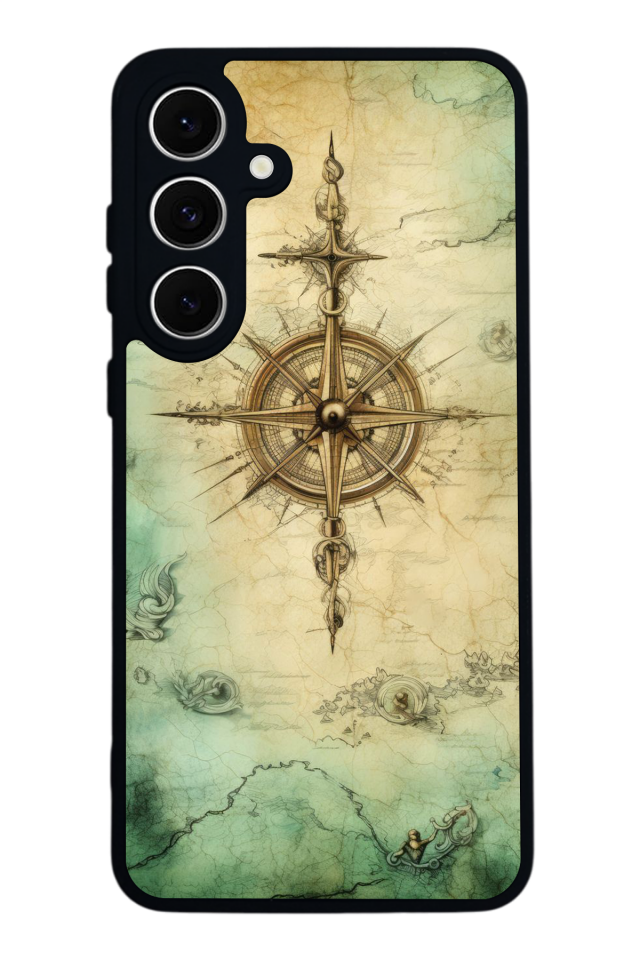 Samsung Galaxy S24 FE Uyumlu Pusula Tasarımlı Glossy Premium Kılıf