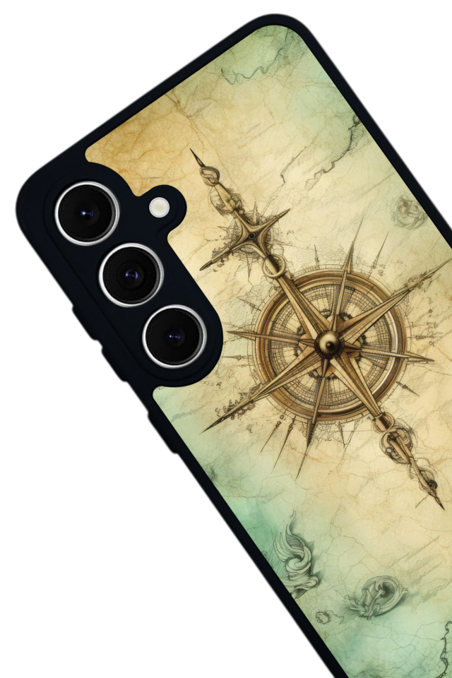 Samsung Galaxy S24 FE Uyumlu Pusula Tasarımlı Glossy Premium Kılıf