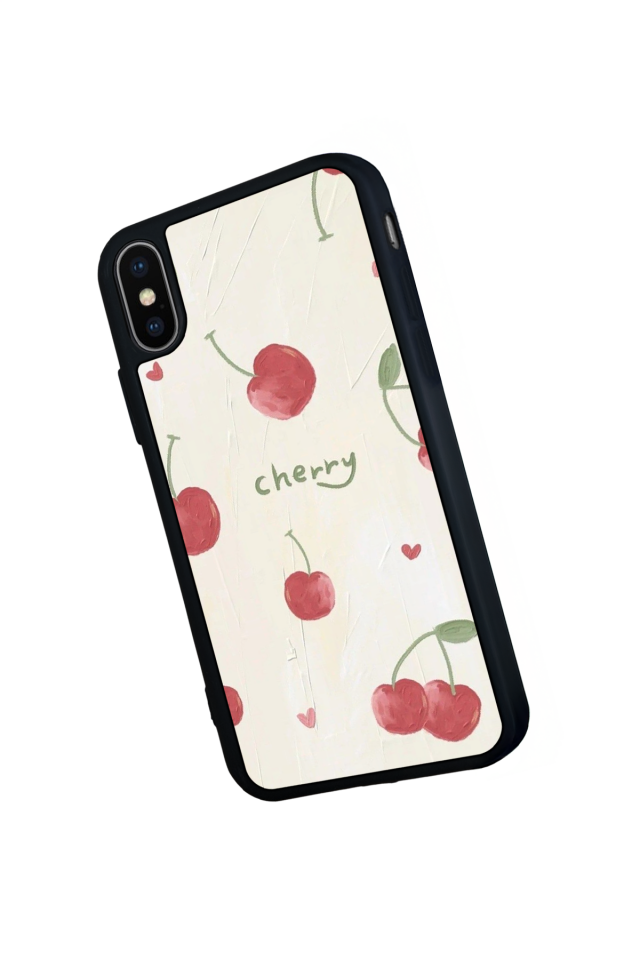 iPhone XS Max Uyumlu Kiraz Tasarımlı Glossy Premium Kılıf