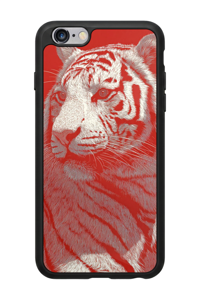 iPhone 6 Plus Uyumlu Kirmizi ve Kaplan Tasarımlı Glossy Premium Kılıf