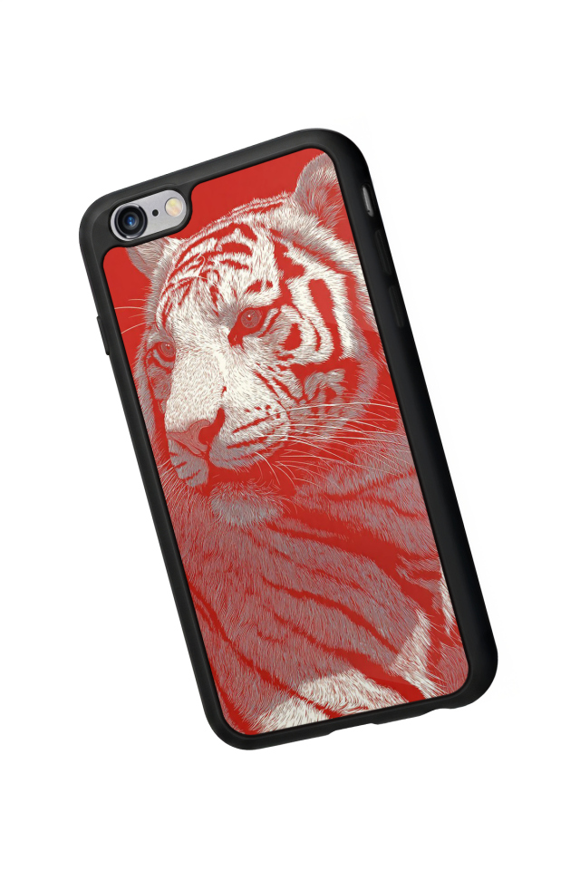 iPhone 6 Plus Uyumlu Kirmizi ve Kaplan Tasarımlı Glossy Premium Kılıf