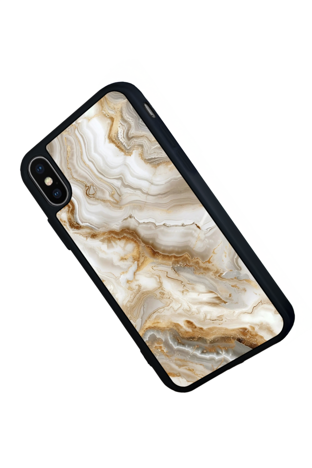 iPhone X/ XS Uyumlu Mermer Marble Tasarımlı Glossy Premium Kılıf