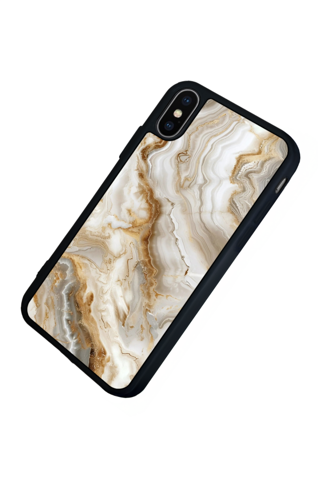 iPhone X/ XS Uyumlu Mermer Marble Tasarımlı Glossy Premium Kılıf