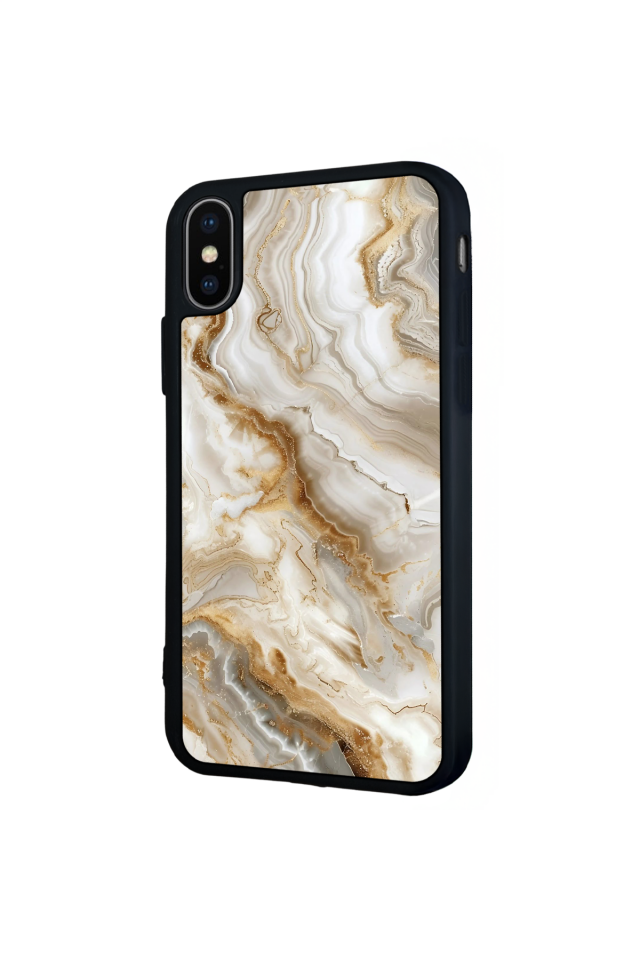iPhone X/ XS Uyumlu Mermer Marble Tasarımlı Glossy Premium Kılıf