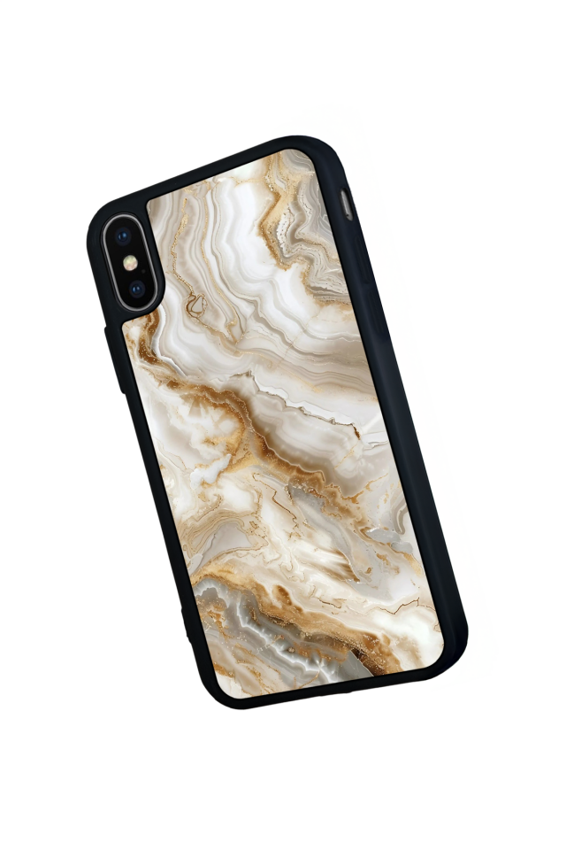 iPhone X/ XS Uyumlu Mermer Marble Tasarımlı Glossy Premium Kılıf
