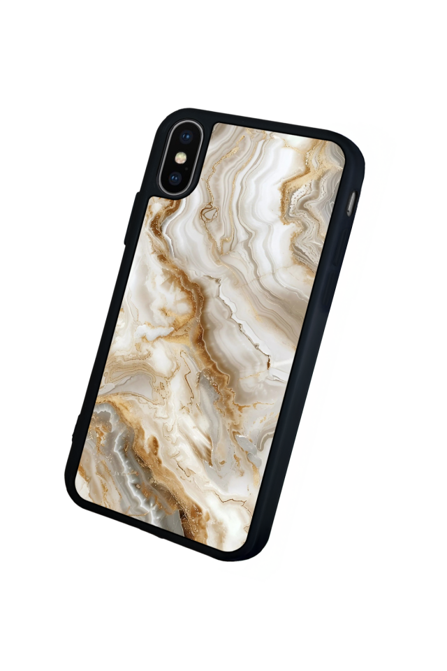 iPhone X/ XS Uyumlu Mermer Marble Tasarımlı Glossy Premium Kılıf