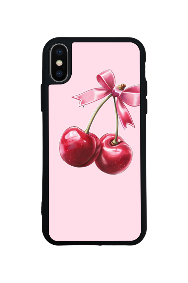 iPhone XS Max Uyumlu Kiraz Tasarımlı Glossy Premium Kılıf