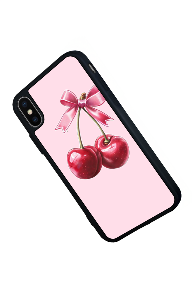 iPhone XS Max Uyumlu Kiraz Tasarımlı Glossy Premium Kılıf