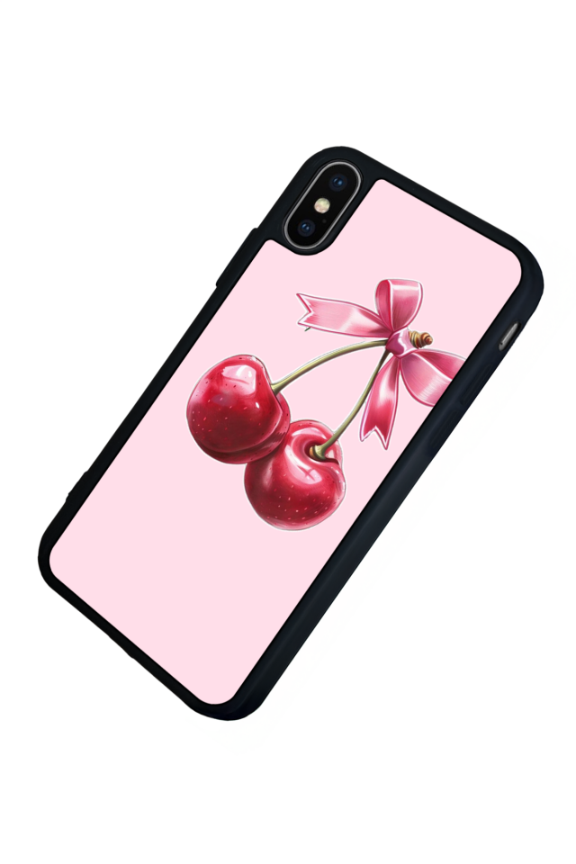 iPhone XS Max Uyumlu Kiraz Tasarımlı Glossy Premium Kılıf