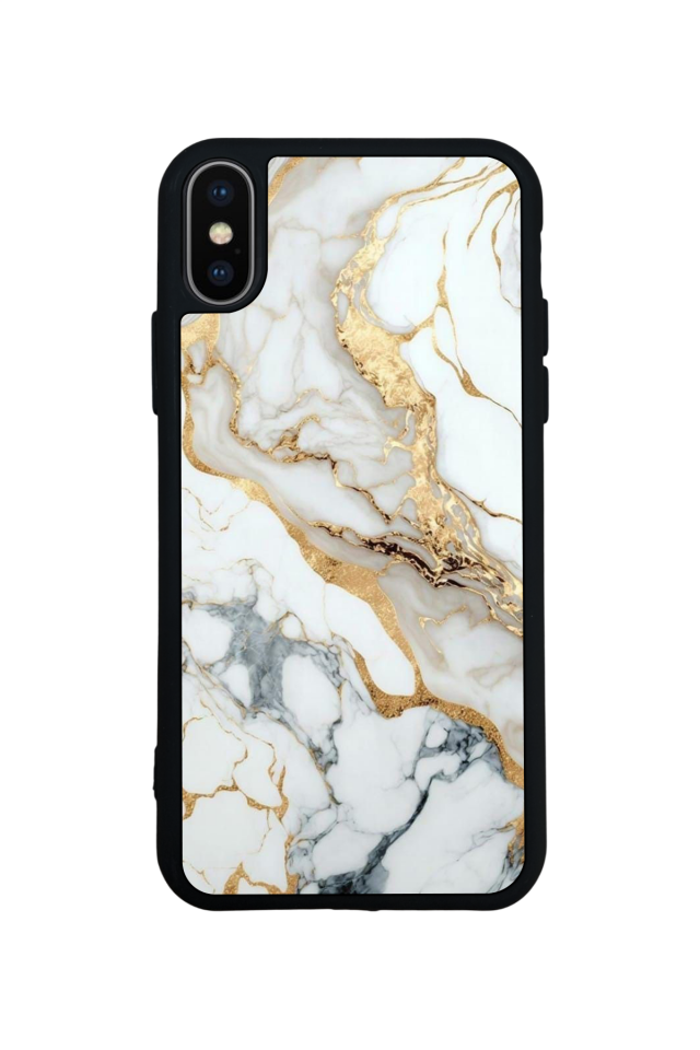 iPhone X/ XS Uyumlu Mermer Marble Tasarımlı Glossy Premium Kılıf