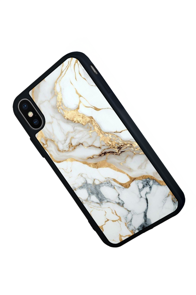 iPhone X/ XS Uyumlu Mermer Marble Tasarımlı Glossy Premium Kılıf