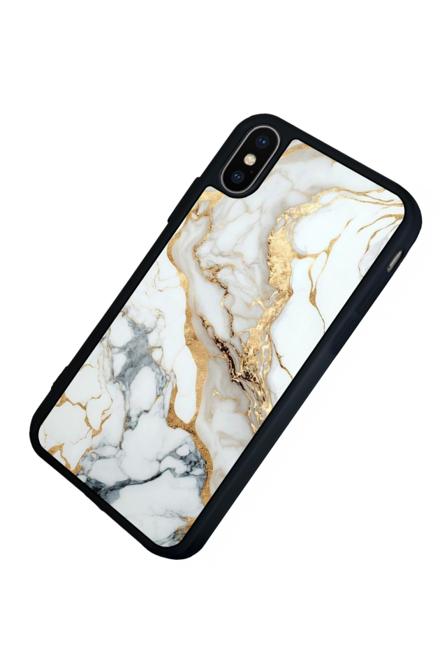 iPhone X/ XS Uyumlu Mermer Marble Tasarımlı Glossy Premium Kılıf