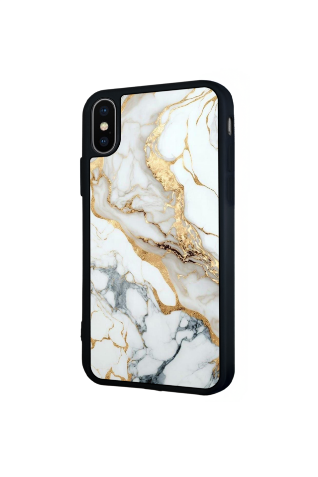 iPhone X/ XS Uyumlu Mermer Marble Tasarımlı Glossy Premium Kılıf
