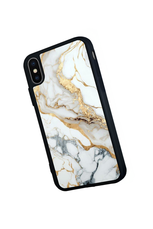 iPhone X/ XS Uyumlu Mermer Marble Tasarımlı Glossy Premium Kılıf