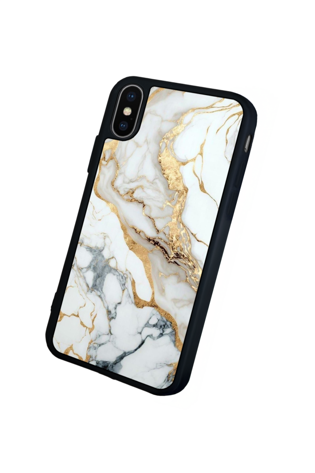 iPhone X/ XS Uyumlu Mermer Marble Tasarımlı Glossy Premium Kılıf
