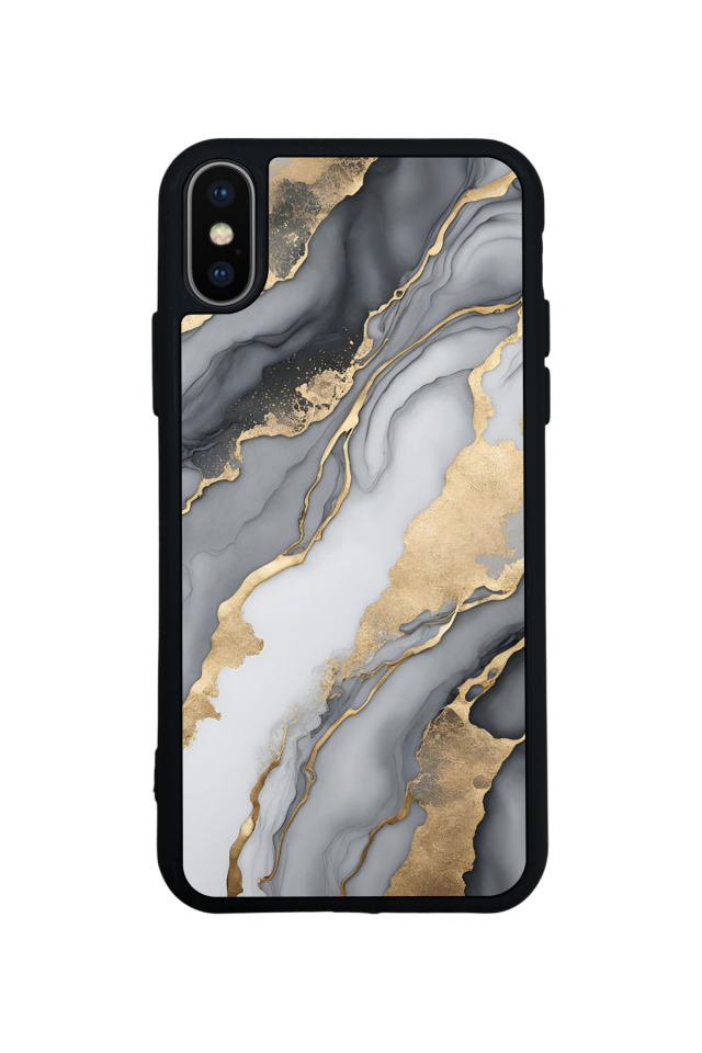 iPhone X/ XS Uyumlu Mermer Marble Tasarımlı Glossy Premium Kılıf