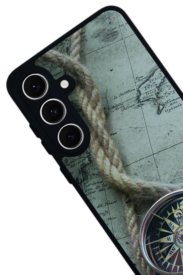 Samsung Galaxy S24 FE Uyumlu Pusula Tasarımlı Glossy Premium Kılıf