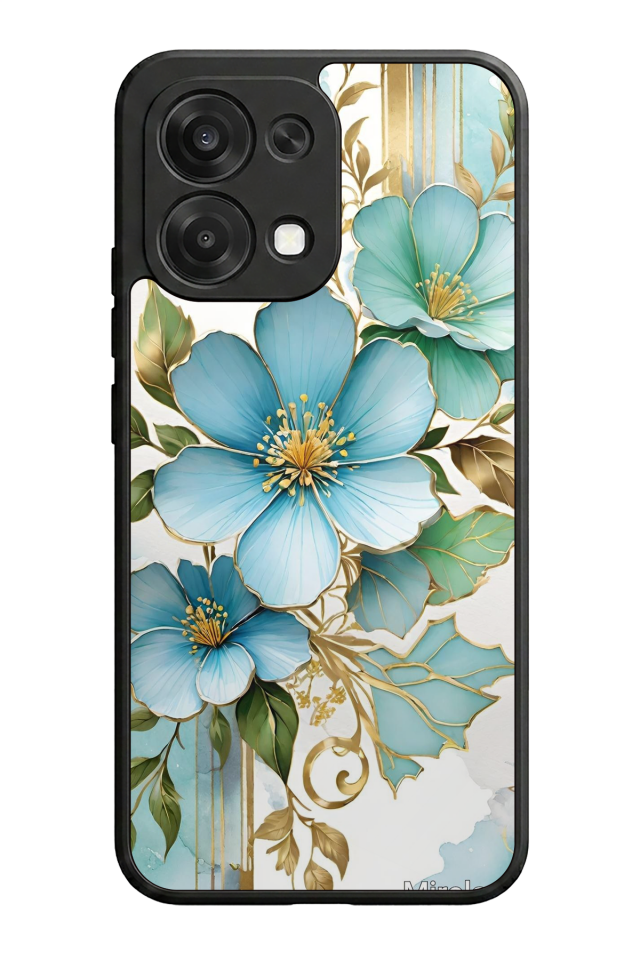 Oppo A6 Pro Uyumlu Yaldizli Cicek Tasarımlı Glossy Premium Kılıf
