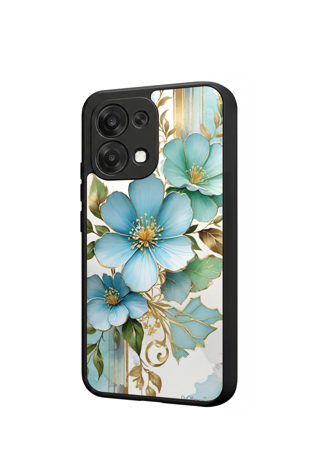 Oppo A6 Pro Uyumlu Yaldizli Cicek Tasarımlı Glossy Premium Kılıf