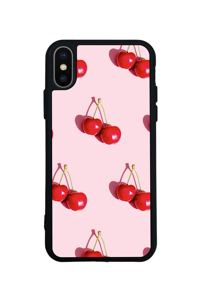 iPhone XS Max Uyumlu Kiraz Tasarımlı Glossy Premium Kılıf