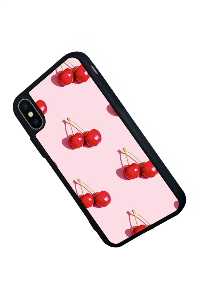 iPhone XS Max Uyumlu Kiraz Tasarımlı Glossy Premium Kılıf