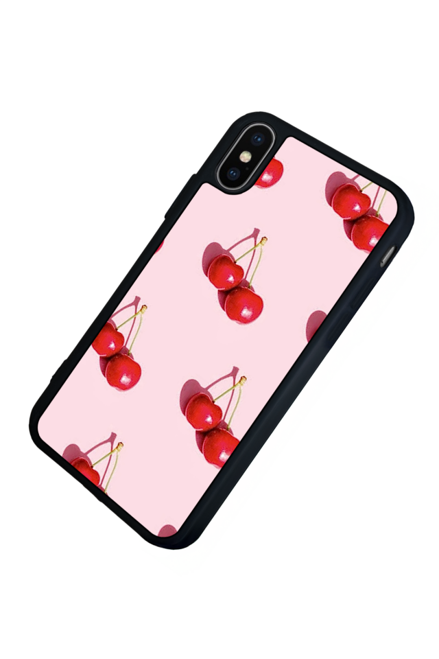 iPhone XS Max Uyumlu Kiraz Tasarımlı Glossy Premium Kılıf
