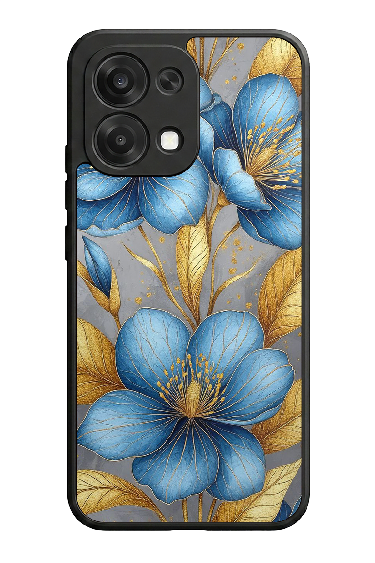 Oppo A6 Pro Uyumlu Yaldizli Cicek Tasarımlı Glossy Premium Kılıf