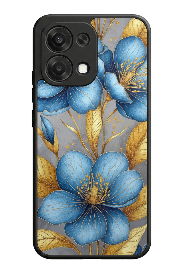 Oppo A6 Pro Uyumlu Yaldizli Cicek Tasarımlı Glossy Premium Kılıf
