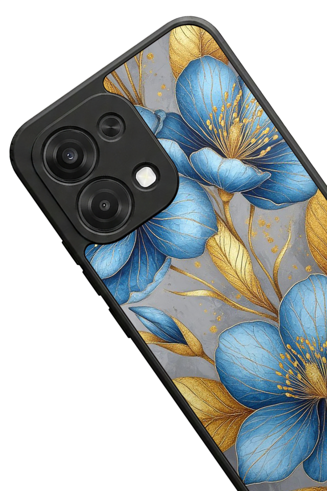 Oppo A6 Pro Uyumlu Yaldizli Cicek Tasarımlı Glossy Premium Kılıf
