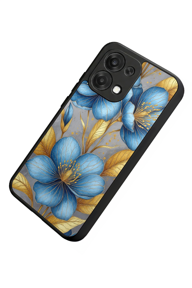 Oppo A6 Pro Uyumlu Yaldizli Cicek Tasarımlı Glossy Premium Kılıf