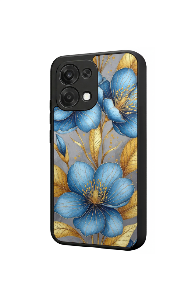 Oppo A6 Pro Uyumlu Yaldizli Cicek Tasarımlı Glossy Premium Kılıf
