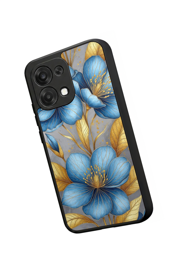 Oppo A6 Pro Uyumlu Yaldizli Cicek Tasarımlı Glossy Premium Kılıf