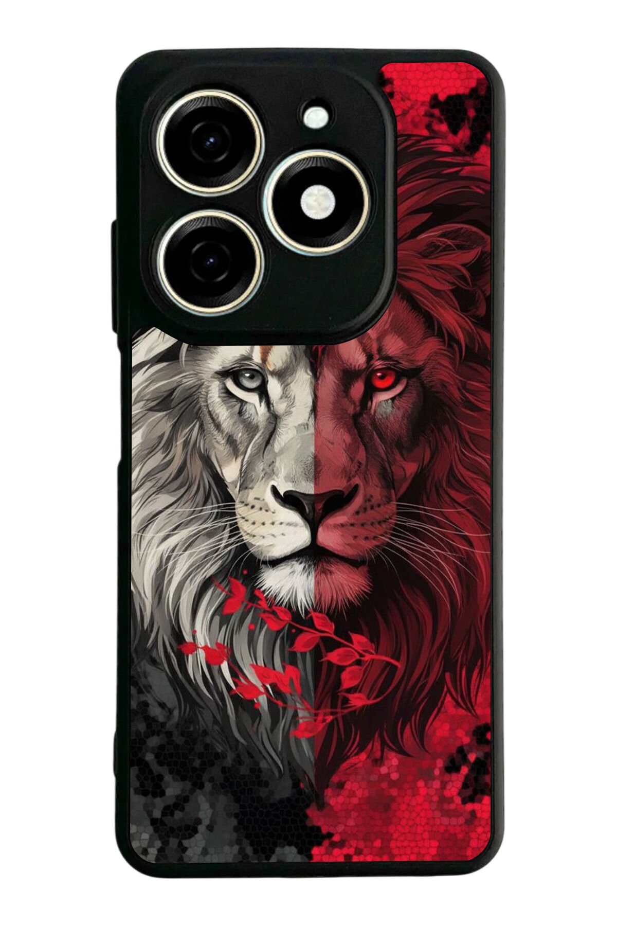 Tecno Spark 20/20C Uyumlu Aslan Tasarımlı Glossy Premium Kılıf