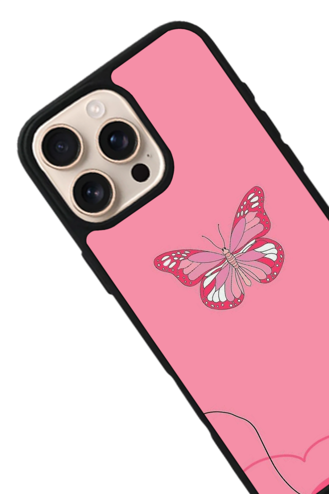 iPhone 15 Pro Uyumlu Kelebek Tasarımlı Glossy Premium Kılıf