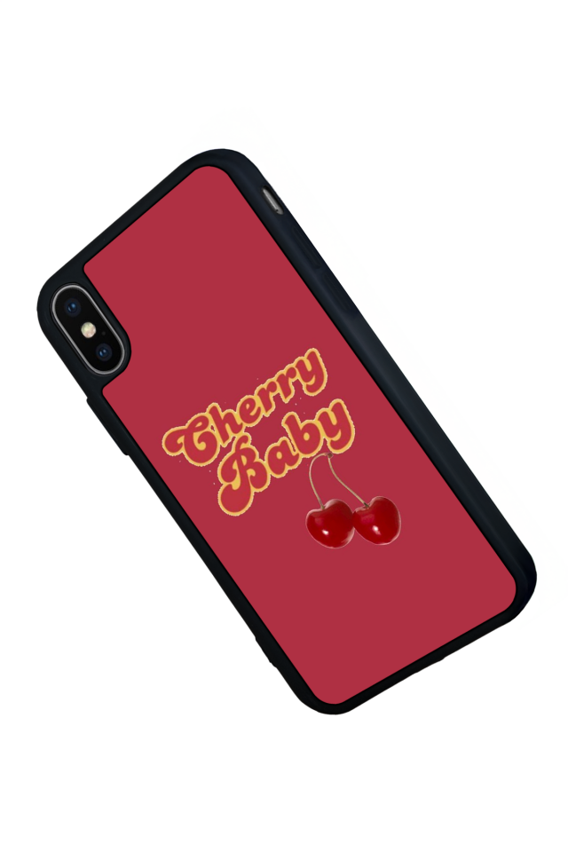 iPhone XS Max Uyumlu Kiraz Tasarımlı Glossy Premium Kılıf